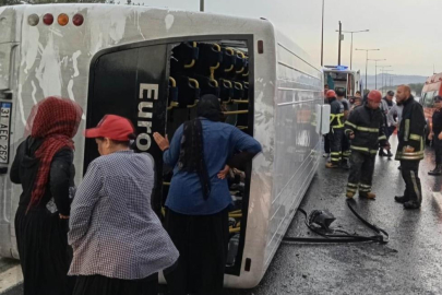 Tarım işçilerini taşıyan otobüs devrildi: 12 yaralı